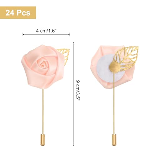 uxcell 24pcs Champagne Pink Rose Boutonnieres Flower Buttonholes Pocket Boutonnieres Pins for Wedding Ceremony Anniversary Prom Formal Dinner Party - color: Champagne Pink