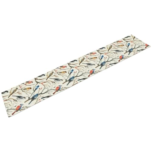 Birds Spring Table Runner, Colorful Birds Branches Seasonal Kitchen Dining Table Decoration for Home Party Decor 13x36 Inch - color: Bird_2, size: 13x36inch
