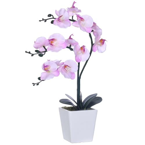 15" Tall Artificial Silk Phalaenopsis Orchid Flower Plant Pot Arrangements (Pink Shades) - color: Pink Shades