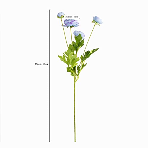 Artificial Silk Flowers Ranunculus Fake Flower 5 Pcs,Suitable for core Decoration,Wedding Floral Creation,Flower Arrangement DIY Project,Interior Decor（Blue） - color: Blue