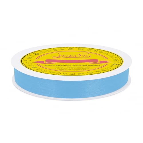 Light Blue Organza Ribbon 5/8 inch x 100 Yards Sheer Chiffon Ribbon for Gift Wrapping Wedding Invitations Party Decoration Bridal Bouquets Crafts - color: Light Blue, size: 5/8" X 100 Yards