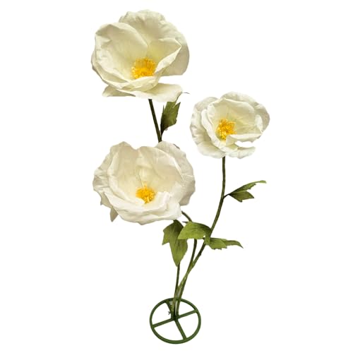 3PCS Giant Artificial Flower 3D Decorative Flowers Waterproof Indoor Outdoor Home Wedding Party Centerpiece Realistic Colorful Bloom for Garden Office Hotel Events Decorations - color: White