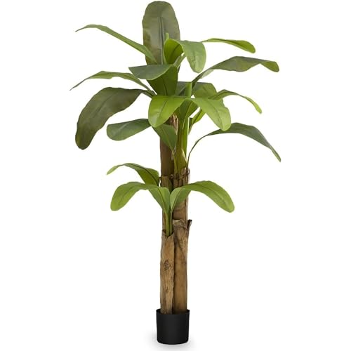 Maia Shop 6ft Artificial Banana Tree Plant for House, Apartment or Office – Realistic Fake Indoor Plants for Living Room, Kitchen, Bedroom, Entryway or Bathroom – Faux Greenery for Home Décor - color: Banana, size: 6ft