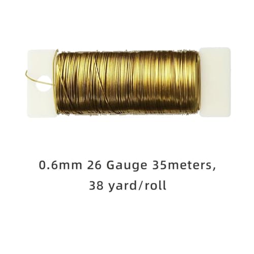 114 Yards 26-Gauge Gold Floral Metal Wire: Flexible Paddle Wire for Flower Arrangements, Crafts, Christmas Wreaths, Trees & Garlands - color: gold, size: 26