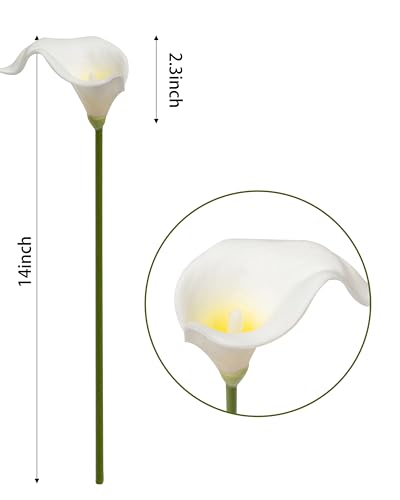 DuHouse 20Pcs Artificial Calla Lily Flower Real Touch Latex Flowers for DIY Wedding Bouquet Party Home Decor (White Yellow) - color: White Yellow, size: 20pcs