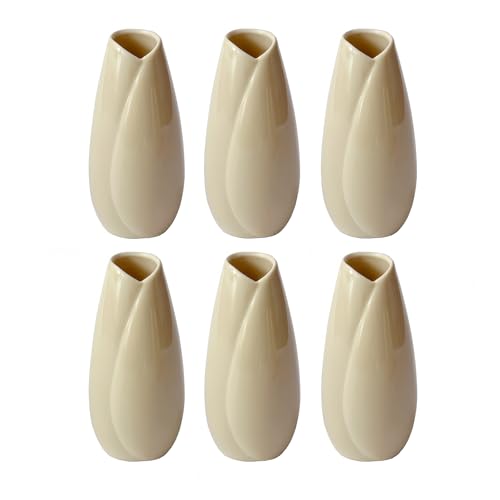 Simple Vase for Flowers Plants, Small Cute Flower Vase for Modern Table Shelf Home Decor Wedding Boho Decor, Farmhouse (6pc-HBP-Brown) - color: 6pc-hbp-brown