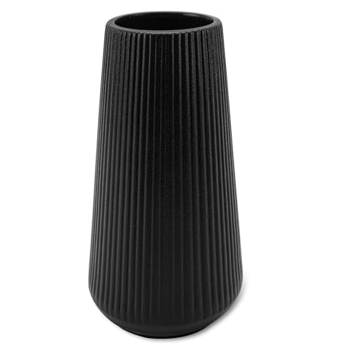 Black Ceramic Vase, GUKJOB Cute Flower Vase for Pampas Grass, Home, Living Room, Dining Table, Farmhouse, Office Decor, Bedroom, Table, and Kitchen Shelf (XL Black) - color: XL Black