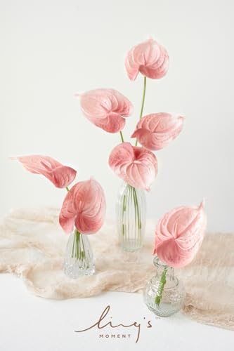Ling's moment Artificial Anthurium Plants, 8pcs Shabby Blush Foam Filler Flower, Pink Faux Greenery Stems for DIY Wedding Bouquets Centerpieces Arrangements Bridal Shower Party Home Decorations - color: Pk-shabby Blush