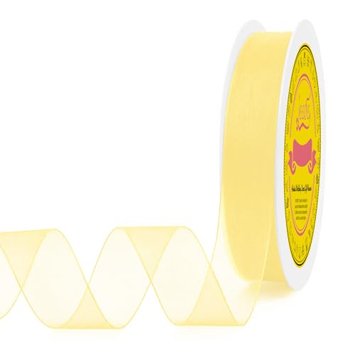 Ivory Organza Ribbon 1 inch x 100 Yards Sheer Chiffon Ribbon for Gift Wrapping Wedding Invitations Party Decoration Bridal Bouquets Crafts - color: Ivory, size: 1" X 100 Yards