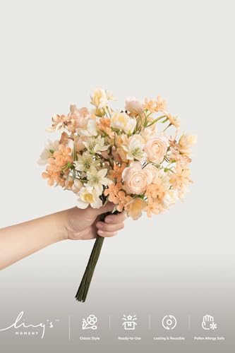Ling's moment Artificial Greenery Stems Box Set, Faux Greenery Picks for DIY Bridal Bouquets Wedding Floral Arrangement Table Centerpieces, Cream & Red Clay - color: Filler Flower Combo- Cream & Red Clay