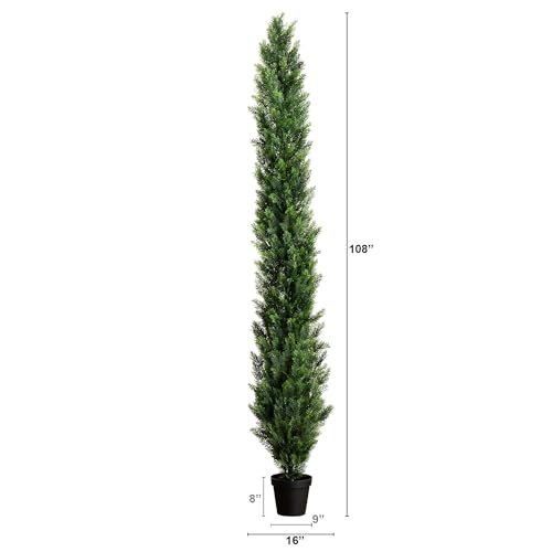 Nearly Natural 9ft. UV Resistant Artificial Cedar Pine Tree (Indoor/Outdoor) - size: 9ft