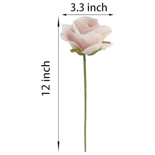 ATFL Artificial Satin Rose Flower Heads,42 Pcs Silk Rose Heads with Stems,3.5'' Rose Artificial Flowers Bulk,Artificial Rose Flower Heads for DIY Crafts Bouquet (42, Fall Pink) - color: Fall Pink