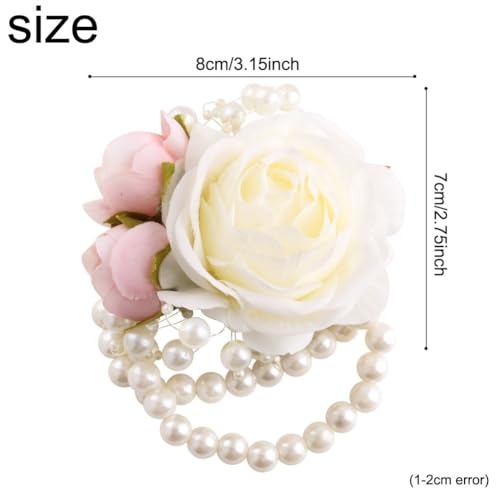 Wrist Corsage and Boutonniere Set for Groom Groomsmen Men Suit Bride Bridesmaid Artificial Flower Wrist Corsage for Wedding Prom Homecoming Party Ivory and Pink - color: 1 Boutonniere & 1 Corsage (Ivory & Pink)