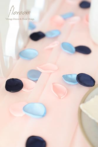Floroom 300pcs Rose Petals Navy Blue Blush Faux Silk Flower Petals for Wedding Flower Girl Basket Aisle Scatter Dinner Table Centerpieces Party Confetti Bridal Shower Romantic Night Decoration - color: Nautical Elegance, size: 300pcs