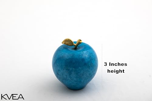Marble Fruit Paperweight - Handmade Stone Decor for Office Desk, Kitchen Table, Modern Home & Housewarming Gift (Blue)
