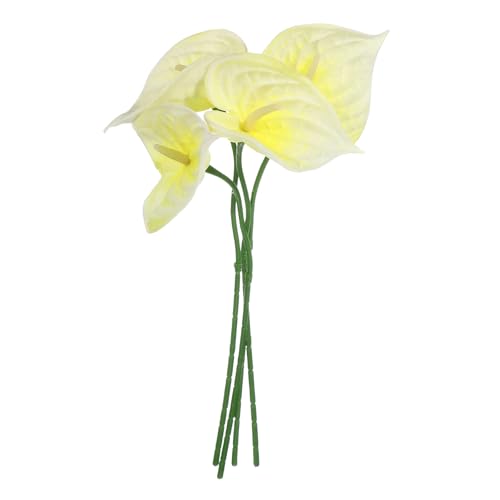 uxcell 4Pcs 11inch Artificial Anthurium Lily Flowers, Permanent Flower Bouquet for Home Arrangements Wedding Festival Decoration Crafts Store Decor Accessories, Pale Yellow - color: Pale Yellow