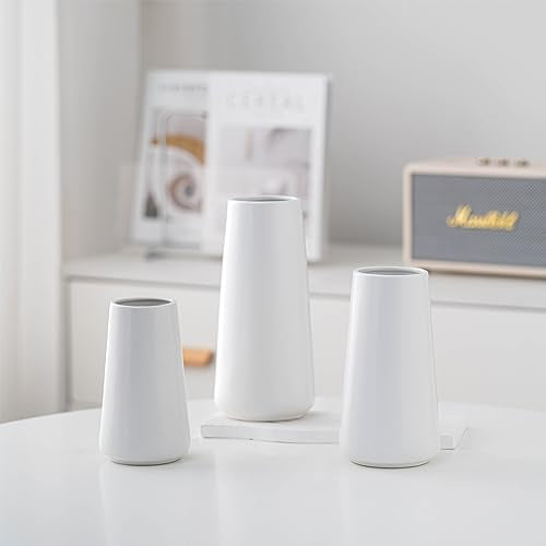 10" White Vase - Large White Ceramic Flower vase, Boho Vases for Pampas Grass, Minimalist Modern vases for Home Decor, Table Shelf Living Room Farmhouse Decor - color: Solid White, size: Super Big