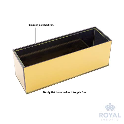 Flower Glass Vase Decorative Centerpiece for Home or Wedding by Royal Imports - Oblong Rectangle Shape (12" (4x4), Mirror Gold) - color: Mirror Gold, size: 12" (4x4)