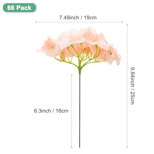 M METERXITY 66-Pack Silk Hydrangea Flowers, Artificial Flowers Heads with 66pcs Stems, Full Hydrangea Flowers for Home Decor/Wedding/Christmas/DIY/Party/Garden [Nude Pink] - color: Nude Pink
