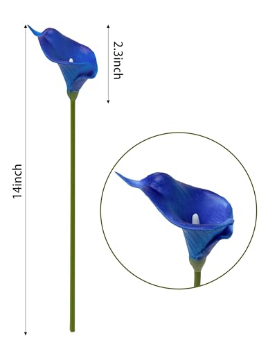 DuHouse 20Pcs Artificial Calla Lily Flower Real Touch Latex Flowers for DIY Wedding Bouquet Party Home Decor (Klein Blue) - color: Klein Blue, size: 20pcs