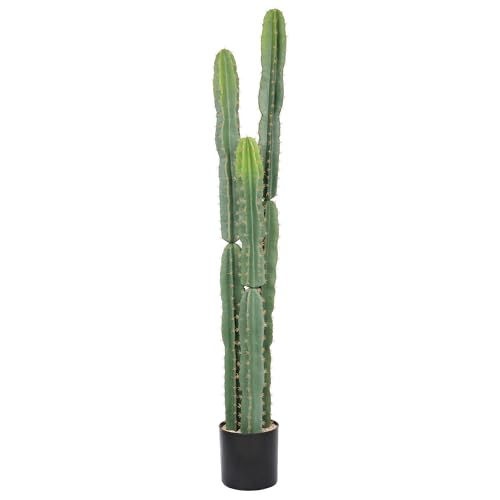 bellacat UV Resistant 5ft Large Artificial Cactus with Black Pot, 60in Realistic Faux Plants Indoor, Lifelike Fake Cactus Plant for Indoor and Outdoor Home Office Store Porch Patio Garden Decor - color: Black Basic Pot, size: 5ft