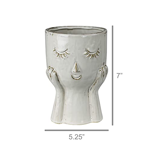 HomArt June Face Vase, 7-inch Height, Ceramic