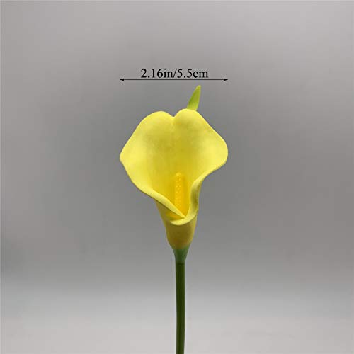 Crafjie 22pcs 13.4 Inch Yellow Lataex Real Touch Artificial Calla Lily Flowers, for Home Decor for Spring Flowers, Home Kitchen, Wedding Decorations, and centerpieces. - color: Yellow
