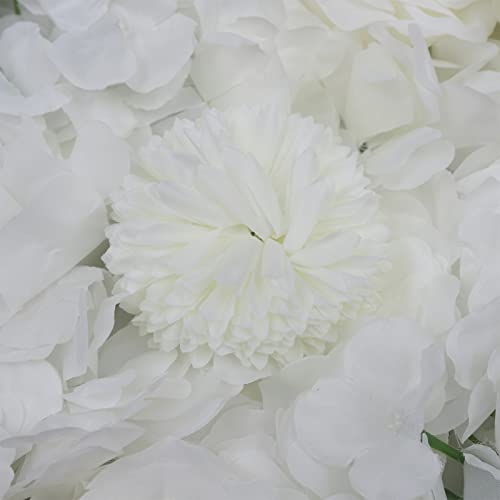 6Pcs Artificial Flower Wall Panels Silk Flower Wall Panels Backdrop Flower Wall Decor Floral Wall Mat Faux Flower Panel for Wedding, Party, Nursery, Home Decor (Ivory White) - color: Ivory White