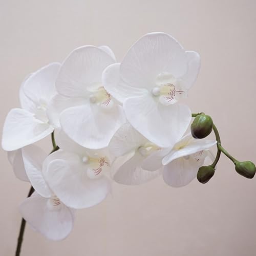 IPOPU Orchid Artificial Flowers 34.3" Real Touch Fake Latex Phalaenopsis Branches for Home Party Wedding Bridal Shower Decoration, 2pcs White - color: White