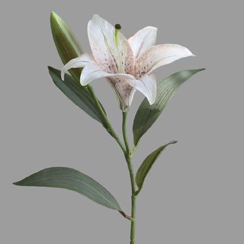 White Flower Vintage Artificial Lilies 6PCS White Lily Silk Flowers with Stems Tiger Lily Artificial Faux Flowers for Vase for Wedding Party Home Table Decor - color: 6pcs-white