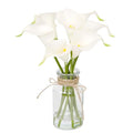 Muhanjia Artificial Flowers Calla Lily in Glass Vase with Faux Water,7Pcs Artificial Flower Real Touch Latex Flowers for Centerpiece Table Decorations Counter Decor(White Calla Lily)