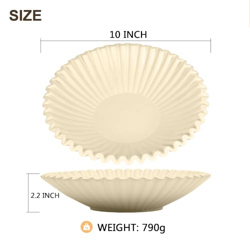 Brown Flat Decor Bowl - 10" Resin Bowls for Entryway Table | Ruffle Bowl, Decor Centerpiece, Large Decor Bowl, Key/Pruse/Coffee Table bowls - color: Brown, size: 10 inch