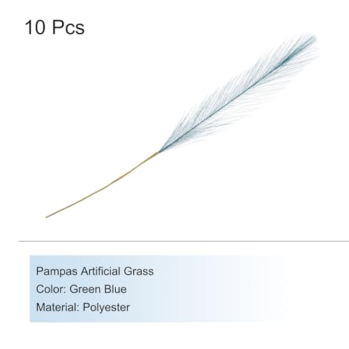 MECCANIXITY 10Pcs Faux Pampas Grass,21"/55cm Fluffy Fake Pampas Grass Decor Tall Artificial Pampas Grass for Living Room Party Wall Vase Wedding Decoration,Green Blue - color: Green Blue