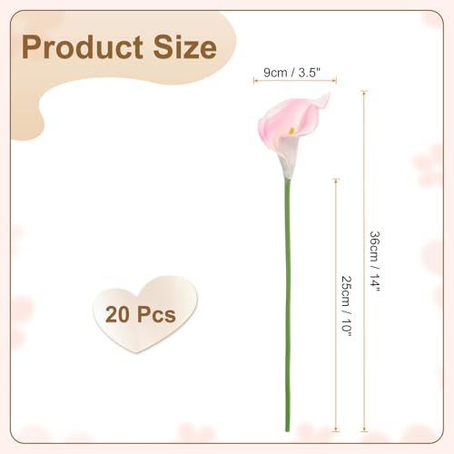 HARFINGTON 20pcs Artificial Calla Lily Fake Silk Flowers Bouquet Real Touch for Home Garden Wedding Party Decoration, Light Pink - color: Light Pink