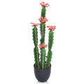 30inch Fake Cactus with Red Flowers, Faux Desert Cacti Fake Cactus Plant, Lagre Artificial Succulents Plants for Indoor and Outdoor Home Office Decor