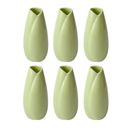 Simple Vase for Flowers Plants, Small Cute Flower Vase for Modern Table Shelf Home Decor Wedding Boho Decor, Farmhouse (6pc-HBP-Green) - color: 6pc-hbp-green