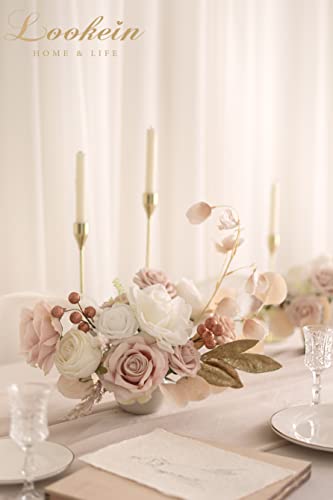Lookein Artificial Flowers for DIY Wedding Decoration Bridal Bouquet Table Centerpieces Flower Garland Wreaths Aisle Arch Flower Decoration Home Decor, Chic Beige - color: Chic Beige