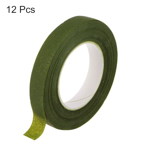 HARFINGTON 12 Rolls Floral Tapes 1/2 Inch 30 Yards Flower Adhesive Waterproof Tape for Floral Arranging Wedding Bouquet Wrap Craft Florist Tape, Fern Green - color: Fern Green