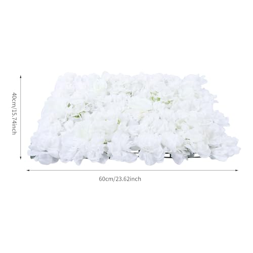 Flower Wall Panel Floral Backdrop, 6 Pcs Flower Wall Decor, 24" X 16" Silk Rose Wall, Artificial Flower Wall Backdrop Faux Flower Panel for Wedding, Party, Home (Creamy White) - color: Creamy White
