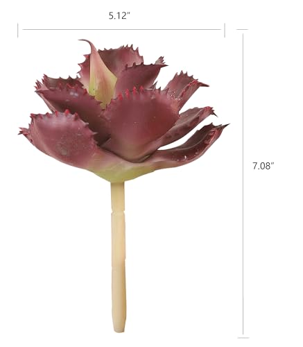 Duovlo Artificial Succulent Plant 7.08 Inch Faux Succulents Agave potatorum Flower Arrangement Craft Wall DIY Materials Pack of 2 (Dark Purple) - color: Dark Purple