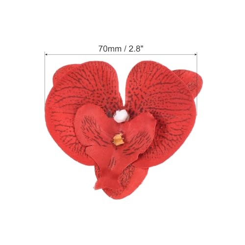 PATIKIL 7cm/2.8" Artificial Orchid Flower Heads, 20 Pack Silk Phalaenopsis Fake Butterfly Orchid Heads for Wedding Floral Bouquet Decor DIY Craft Making, Red - color: Red, size: 2.8"