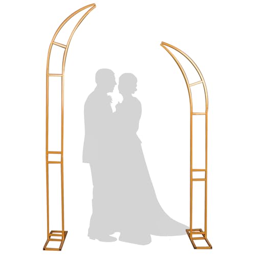 Curved Metal Wedding Arch Stand, Garden Arch Flower Stand Outdoor Indoor Use for Wedding Ceremony Birthday Anniversary Floral Stand Background Decoration 8.2FT and 6.9FT (Gold) - color: Gold