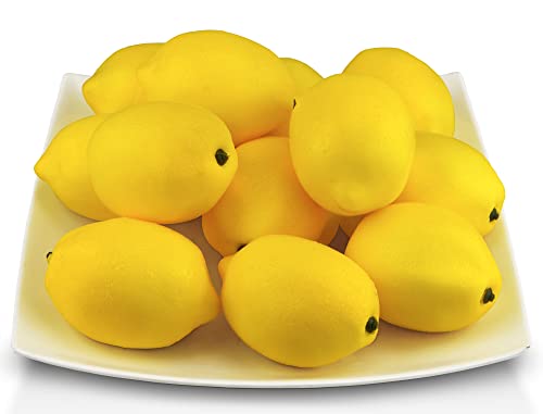 Artificial Lemons Simulation Lifelike Small Lemons Fake Fruit for Home Kitchen Wedding Party Decoration Photography 12pcs Set (Yellow) - size: 12 Pcs - Normal Size