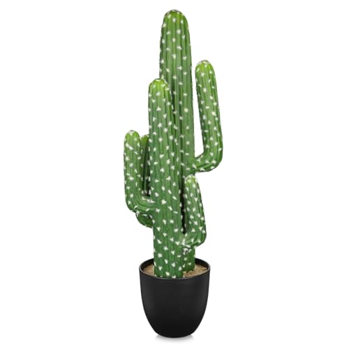 DILATATA Tall Fake Cactus Plant 28 inch Large Artificial Cactus Tree 'Saguaro Cactus' Faux Cactus Desert Plants Big Fake Cacti for Home Garden Office Decor - color: Stenocereus Fimbriatus