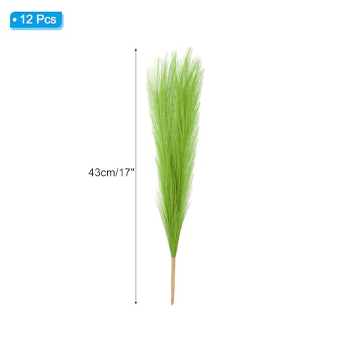 PATIKIL 17 Inch Faux Pampas Grass, 12 Pcs Boho Decor for Home Decoration Artificial Tall Fluffy Stems for Wedding Flower Party Vase Arrangement Centerpieces, Grass Green - color: Grass Green