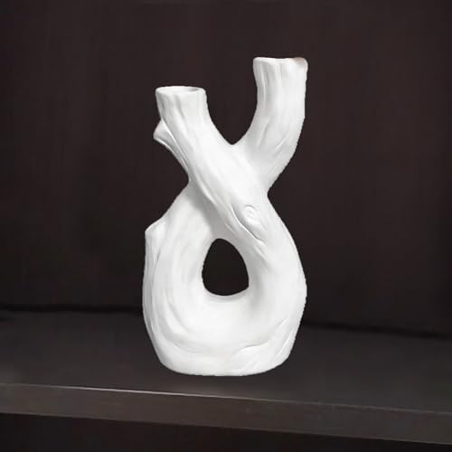 White Branch-Shaped Ceramic Vase，Minimalist Artistic Dried Flower Vases Modern Decorative Ornament for Home Decor, Living Bedroom Room, Shelf, Table (Style-B) - color: Ceramic B