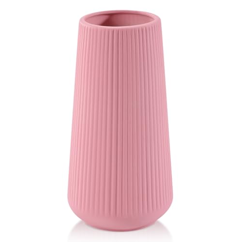 All Pink Ceramic Vase, GUKJOB Small Cute Flower Vase for Pampas Grass, Home, Living Room, Dining Table, Farmhouse, Office Decor, Bedroom, Table, and Kitchen Shelf (All Pink) - color: Small All Pink