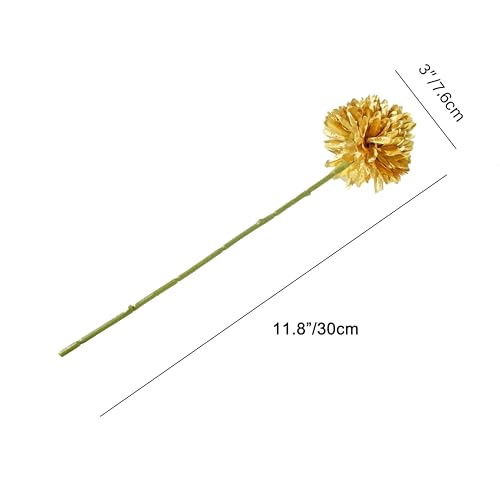 Mandy's 12pcs Artificial Gold Chrysanthemum | 11.8 inch Artificial Mums Flowers for Home Table Centerpiece Summer Decor Silk Flowers for Porch Patio and Wedding - color: Gold