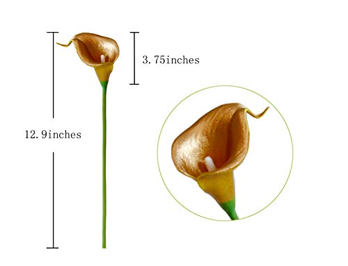 DuHouse 20Pcs Artificial Calla Lily Flower Real Touch Latex Flowers for DIY Wedding Bouquet Party Home Decor (18k Gold) - color: 18k Gold, size: 20pcs
