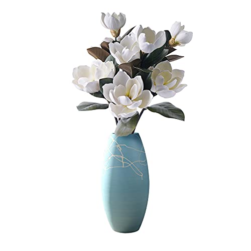 MINYULUA 3Pcs Artificial Magnolia Flowers - 29.5" Long White Magnolia Stem Flower, Faux Wedding Flower Bouquet Vase Floral Arrangement for Table Centerpiece Wedding Holidays Party Home Decor - color: White